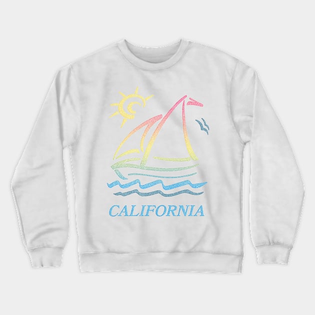 80s Vintage Style / California Aesthetic Sailboat Faded Design Crewneck Sweatshirt by DankFutura